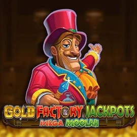 Gold Factory Jackpots Mega Moolah slot visual from Aurum Signature Studios available on naobetcasinos.com